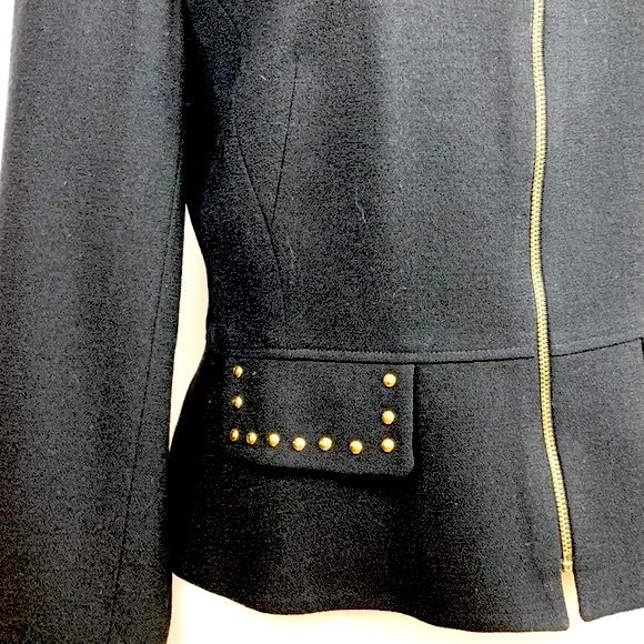 Cache Classic Zip Up Black Blazer Size 10 - Picture 6 of 11